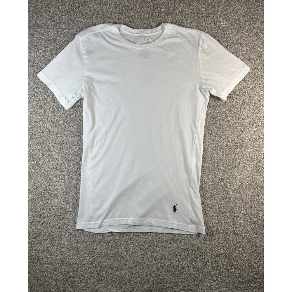 Polo Ralph Lauren Mens Slim Fit T-Shirt White Cotton Crewneck Pony Logo Medium